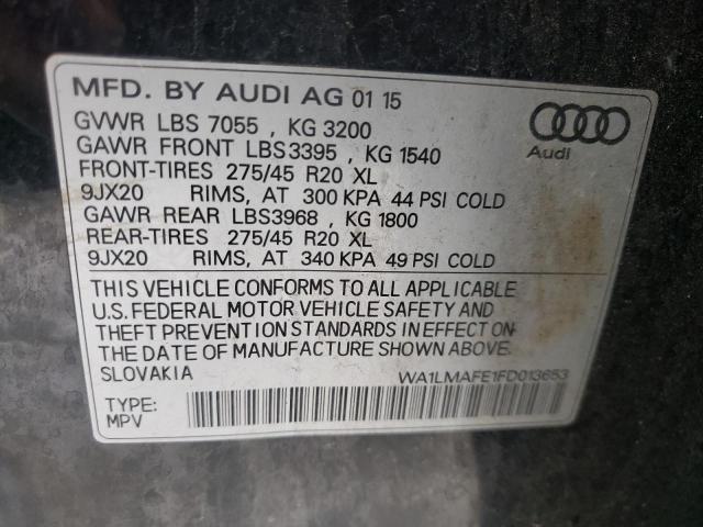 Photo 14 from auction – 2015 AUDI Q7 TDI PRE with VIN WA1LMAFE1FD013653