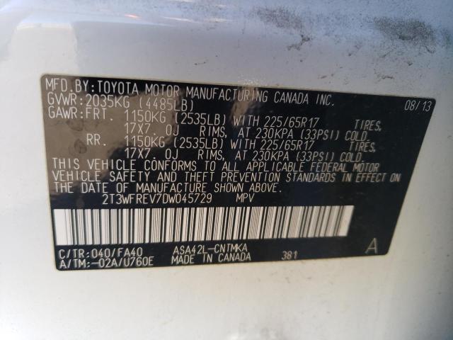 Photo 14 from auction – 2013 TOYOTA RAV4 XLE with VIN 2T3WFREV7DW045729
