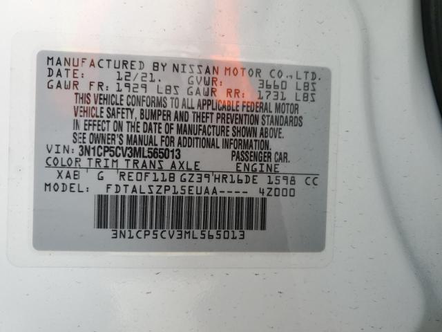 Photo 14 from auction – 2021 NISSAN KICKS SV with VIN 3N1CP5CV3ML565013