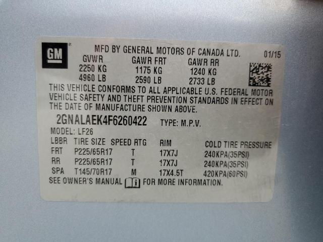 Photo 14 from auction – 2015 CHEVROLET EQUINOX LS with VIN 2GNALAEK4F6260422