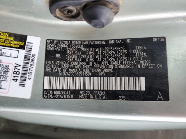 Photo 14 from auction – 2006 TOYOTA SIENNA CE with VIN 5TDZA23C16S511504