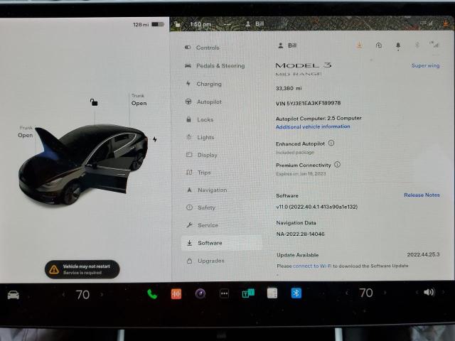 Photo 9 from auction – 2019 TESLA MODEL 3 with VIN 5YJ3E1EA3KF189978