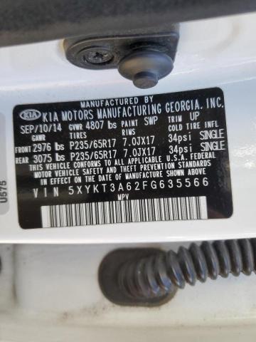 Photo 14 from auction – 2015 KIA SORENTO LX with VIN 5XYKT3A62FG635566