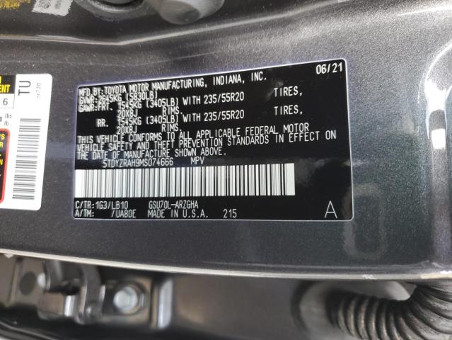 Photo 14 from auction – 2021 TOYOTA HIGHLANDER with VIN 5TDYZRAH9MS074666