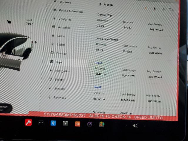 Photo 9 from auction – 2021 TESLA MODEL Y with VIN 5YJYGAEE3MF155027