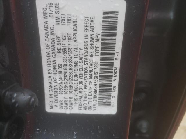 Photo 14 from auction – 2016 HONDA CR-V EXL with VIN 2HKRM3H72GH517831