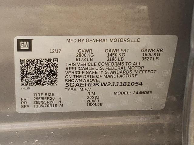 Photo 14 from auction – 2018 BUICK ENCLAVE AV with VIN 5GAERDKW2JJ181054