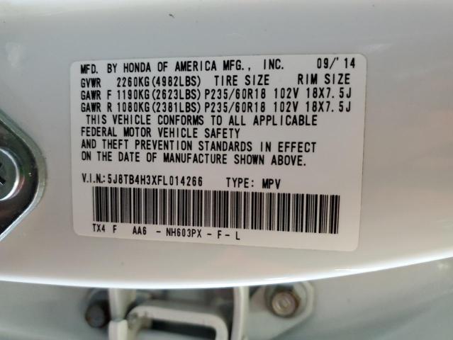 Photo 14 from auction – 2015 ACURA RDX with VIN 5J8TB4H3XFL014266