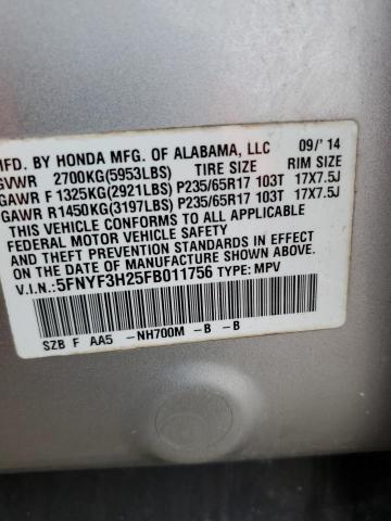 Photo 14 from auction – 2015 HONDA PILOT LX with VIN 5FNYF3H25FB011756