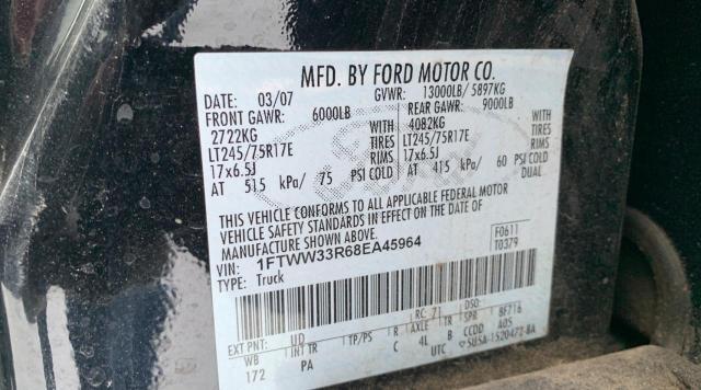 Photo 10 from auction – 2008 FORD F350 SUPER with VIN 1FTWW33R68EA45964