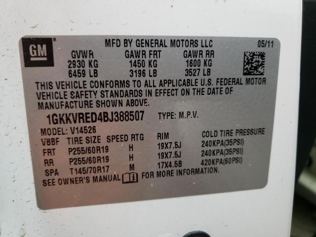Photo 14 from auction – 2011 GMC ACADIA SLT with VIN 1GKKVRED4BJ388507