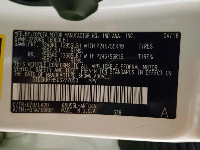 Photo 14 from auction – 2016 TOYOTA HIGHLANDER with VIN 5TDDKRFH5GS277053