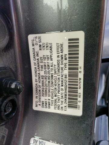 Photo 10 from auction – 2016 HONDA CR-V SE with VIN 2HKRM3H46GH521841