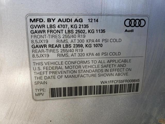 Photo 10 from auction – 2015 AUDI Q3 PRESTIG with VIN WA1FFCFS5FR008645