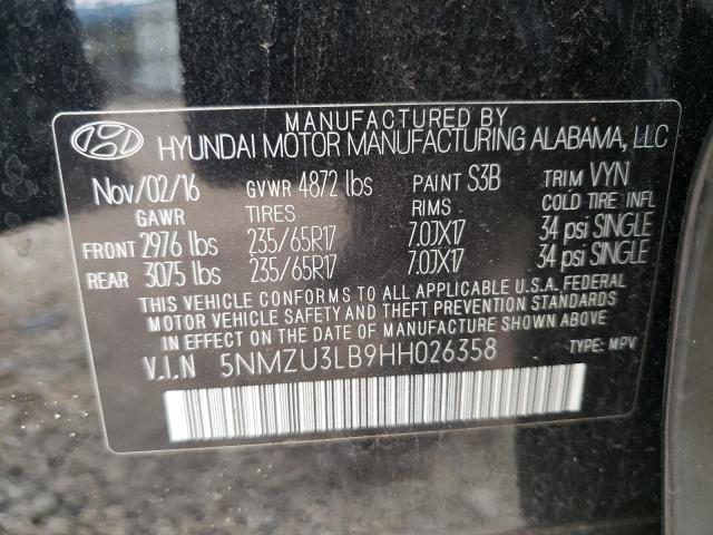 Photo 14 from auction – 2017 HYUNDAI SANTA FE S with VIN 5NMZU3LB9HH026358