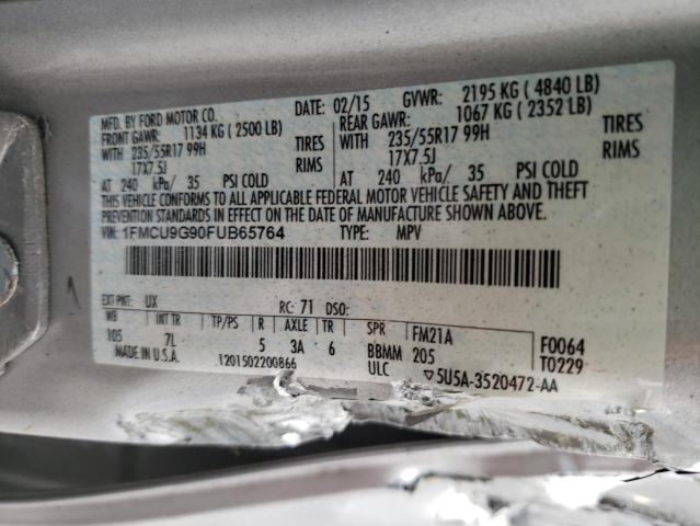 Zdjęcie 14 z aukcji – 2015 FORD ESCAPE SE z VIN 1FMCU9G90FUB65764