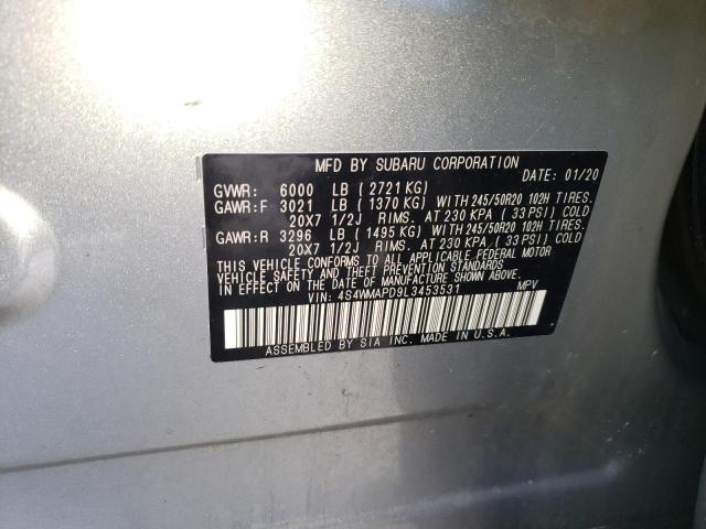 Photo 14 from auction – 2020 SUBARU ASCENT LIM with VIN 4S4WMAPD9L3453531