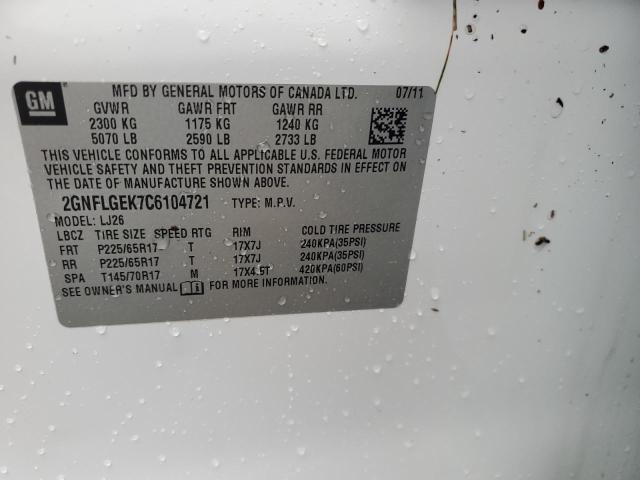 Photo 14 from auction – 2012 CHEVROLET EQUINOX LT with VIN 2GNFLGEK7C6104721