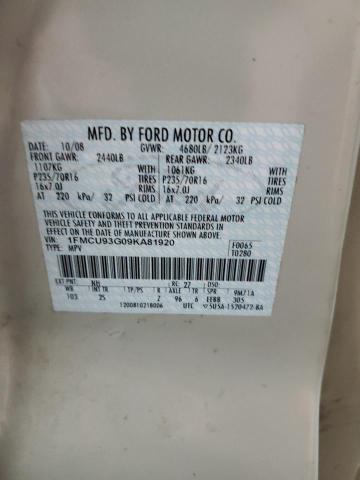 Photo 14 from auction – 2009 FORD ESCAPE XLT with VIN 1FMCU93G09KA81920