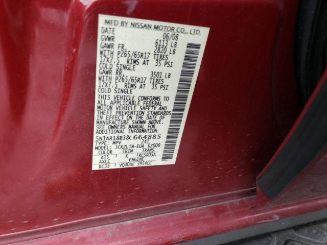 Photo 14 from auction – 2008 NISSAN PATHFINDER with VIN 5N1AR18B38C664885