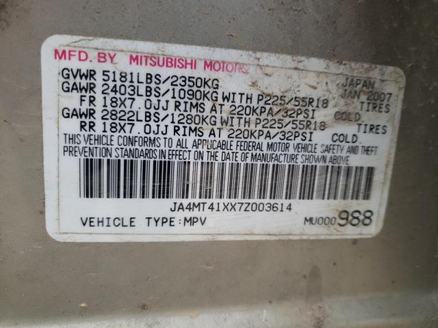 Photo 14 from auction – 2007 MITSUBISHI OUTLANDER with VIN JA4MT41XX7Z003614