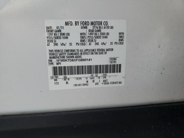Photo 14 from auction – 2015 FORD EXPLORER X with VIN 1FM5K7D8XFGB80141