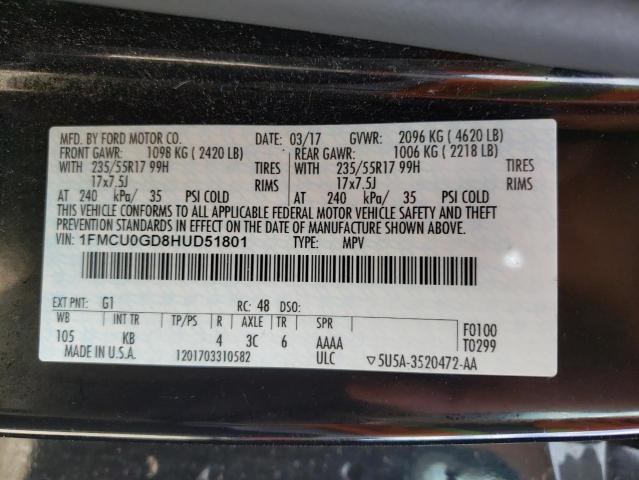 Photo 14 from auction – 2017 FORD ESCAPE SE with VIN 1FMCU0GD8HUD51801