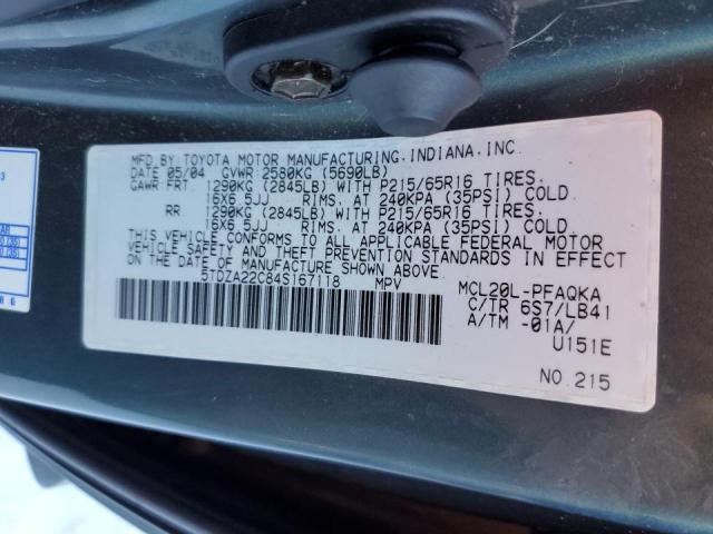Photo 14 from auction – 2004 TOYOTA SIENNA with VIN 5TDZA22C84S167118