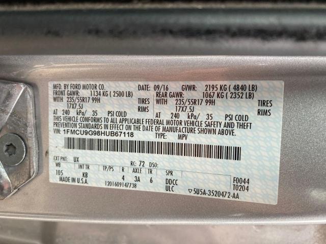 Photo 10 from auction – 2017 FORD ESCAPE SE with VIN 1FMCU9G98HUB67118