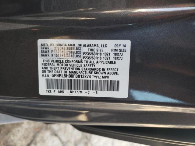 Photo 14 from auction – 2015 HONDA ODYSSEY TO with VIN 5FNRL5H90FB013274