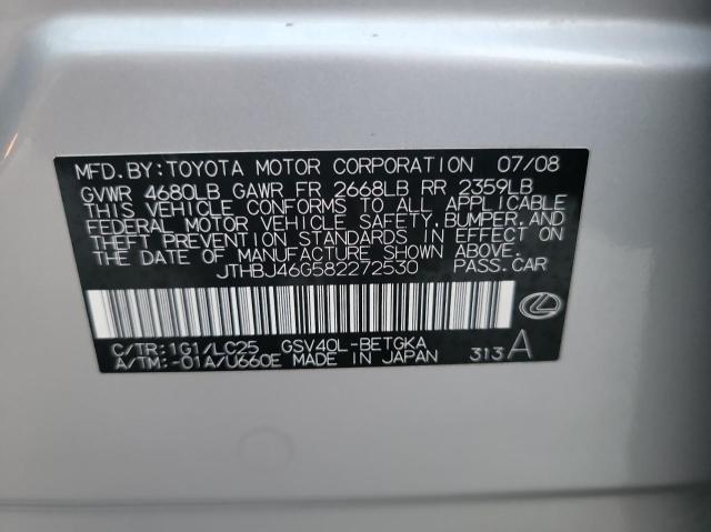 Photo 10 from auction – 2008 LEXUS ES 350 with VIN JTHBJ46G582272530