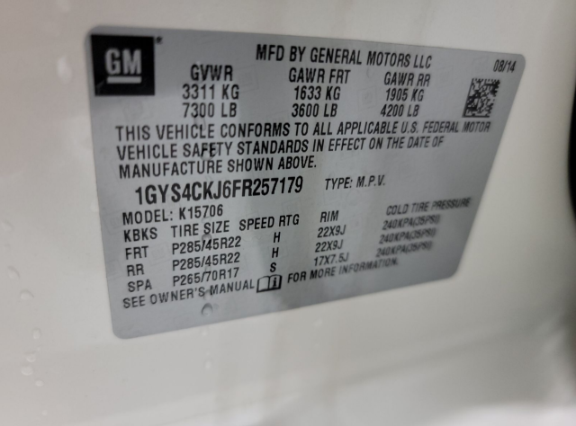 Photo 10 from auction – 2015 CADILLAC ESCALADE P with VIN 1GYS4CKJ6FR257179
