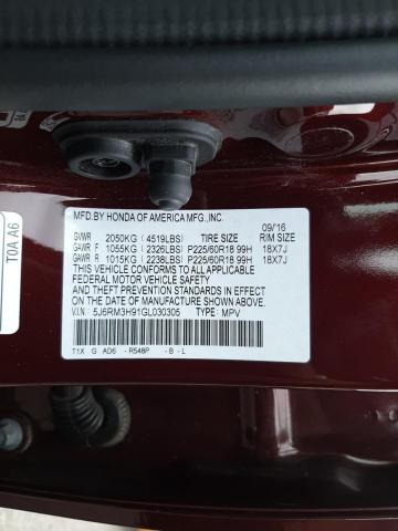 Photo 14 from auction – 2016 HONDA CR-V TOURI with VIN 5J6RM3H91GL030305