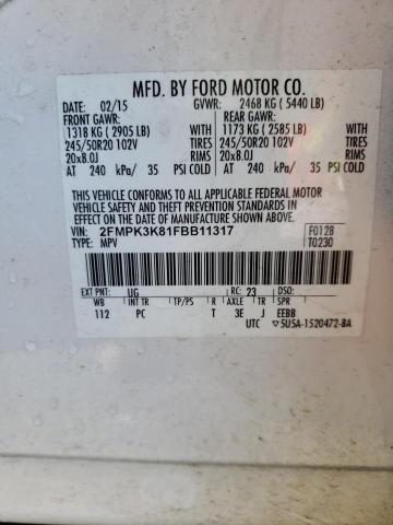 Photo 14 from auction – 2015 FORD EDGE TITAN with VIN 2FMPK3K81FBB11317