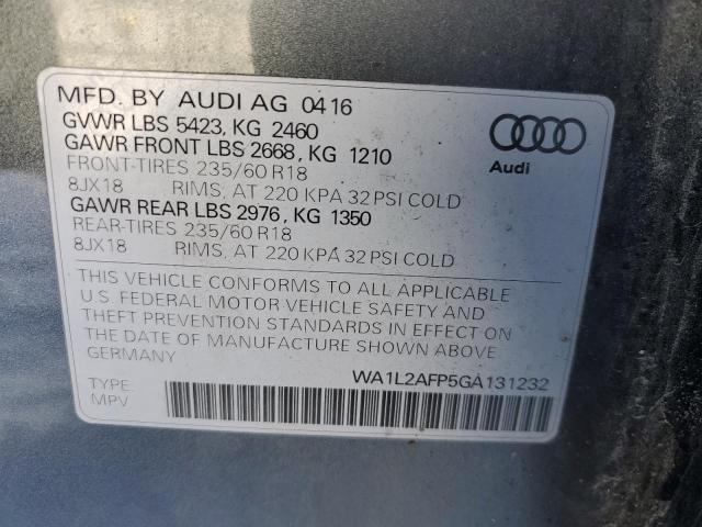 Photo 14 from auction – 2016 AUDI Q5 PREMIUM with VIN WA1L2AFP5GA131232