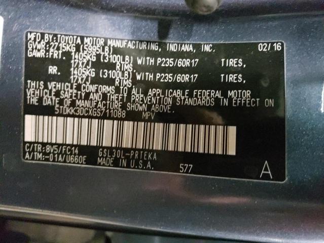 Photo 14 from auction – 2016 TOYOTA SIENNA LE with VIN 5TDKK3DCXGS711088
