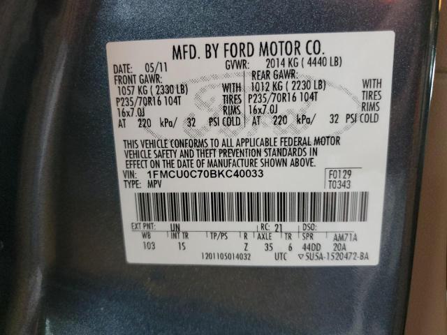 Photo 14 from auction – 2011 FORD ESCAPE XLS with VIN 1FMCU0C70BKC40033