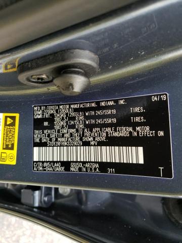 Photo 14 from auction – 2019 TOYOTA HIGHLANDER with VIN 5TDYZRFH9KS329029