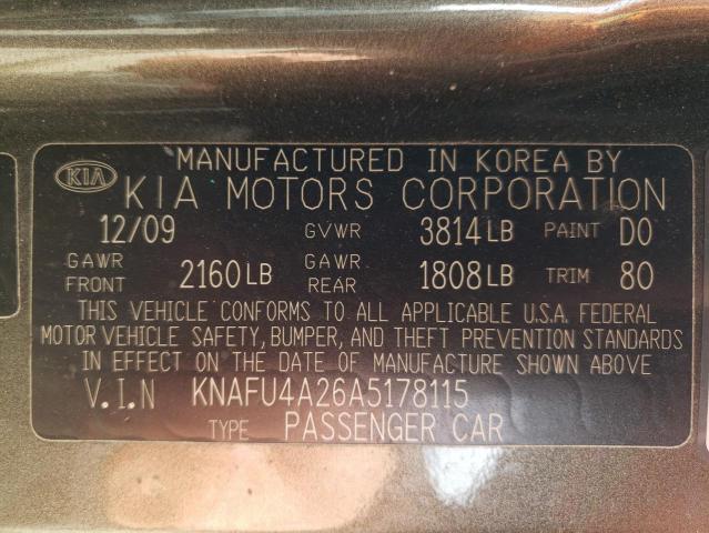 Photo 10 from auction – 2010 KIA FORTE EX with VIN KNAFU4A26A5178115