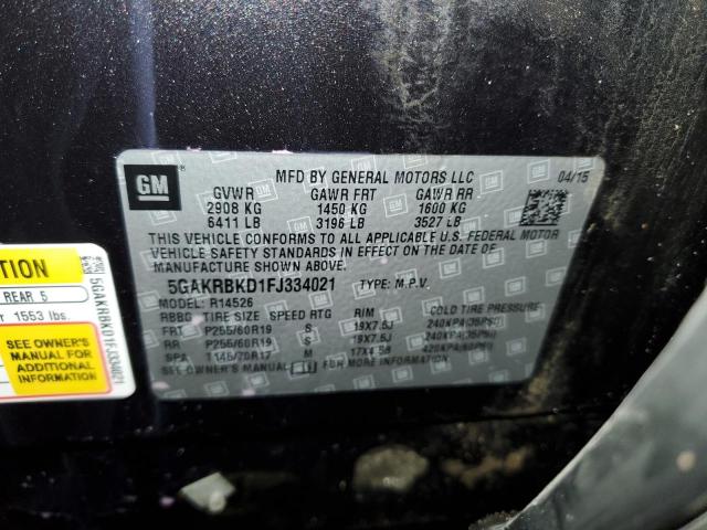 Photo 14 from auction – 2015 BUICK ENCLAVE with VIN 5GAKRBKD1FJ334021