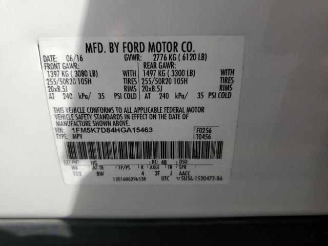 Photo 14 from auction – 2017 FORD EXPLORER X with VIN 1FM5K7D84HGA15463
