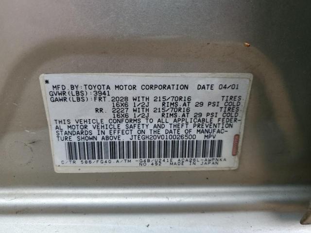 Photo 14 from auction – 2001 TOYOTA RAV4 with VIN JTEGH20V010026500