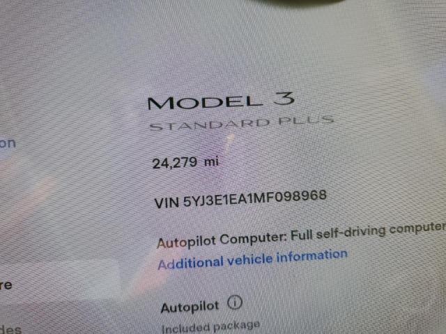 Photo 9 from auction – 2021 TESLA MODEL 3 with VIN 5YJ3E1EA1MF098968