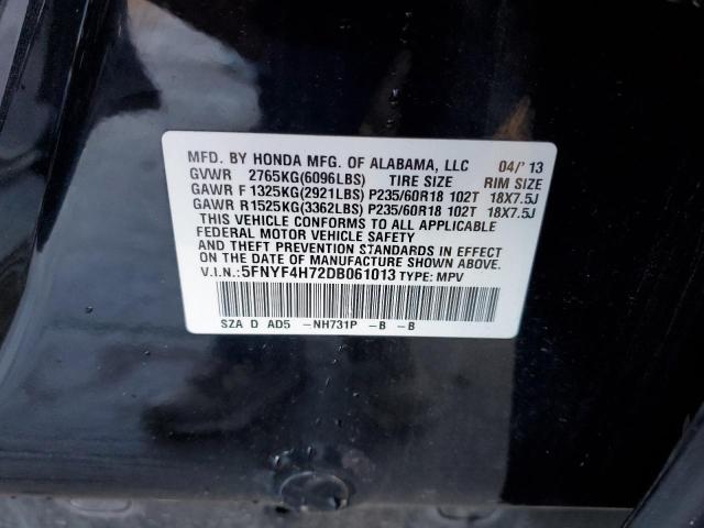Photo 14 from auction – 2013 HONDA PILOT EXLN with VIN 5FNYF4H72DB061013
