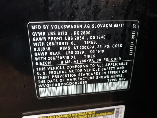 Photo 14 from auction – 2012 VOLKSWAGEN TOUAREG V6 with VIN WVGFF9BP6CD002089
