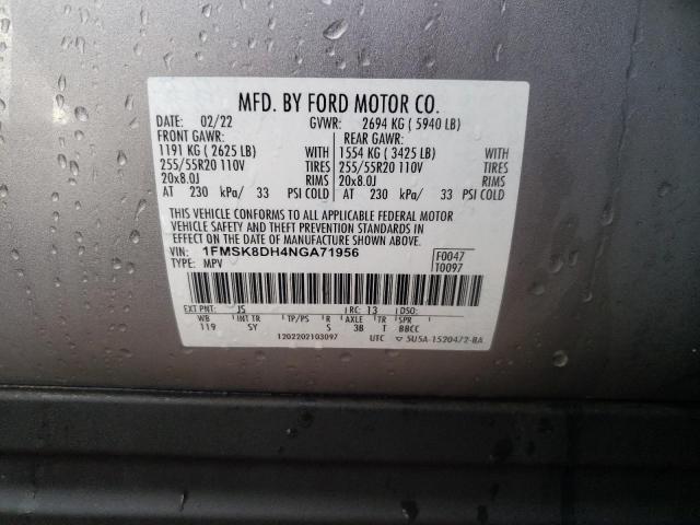 Photo 14 from auction – 2022 FORD EXPLORER X with VIN 1FMSK8DH4NGA71956