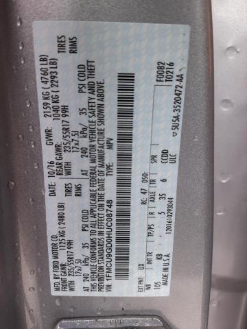 Photo 14 from auction – 2017 FORD ESCAPE SE with VIN 1FMCU9GD0HUC08748