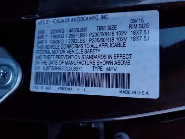 Photo 14 from auction – 2016 ACURA RDX TECHNO with VIN 5J8TB3H53GL008371