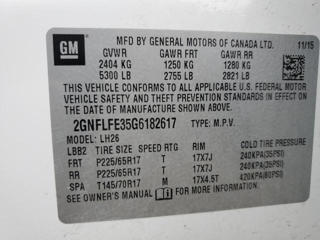 Photo 14 from auction – 2016 CHEVROLET EQUINOX LT with VIN 2GNFLFE35G6182617