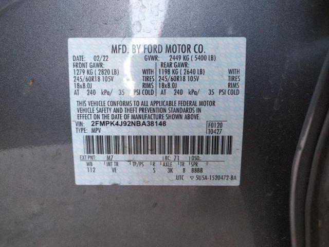 Photo 14 from auction – 2022 FORD EDGE SEL with VIN 2FMPK4J92NBA38148